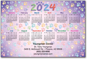 Colourful Paws and Year Postcard Calendar