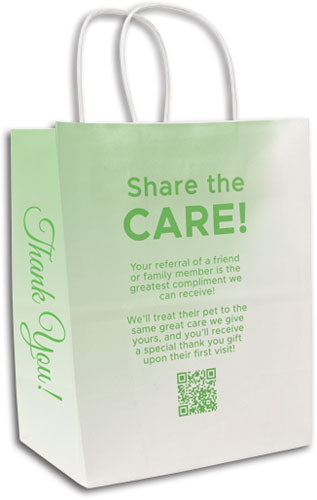 Custom 1 Colour 4-Sided White Handled Paper Bag