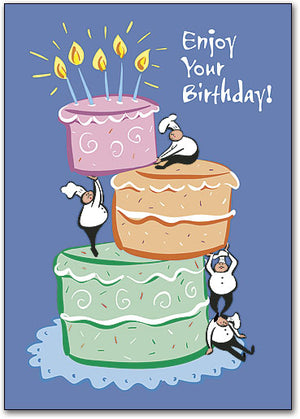Enjoy 3 Tier Cake Birthday Postcard