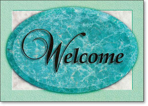 Welcome Green Oval Postcard