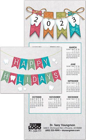 Banner with Bows Tri-Fold Calendar Card with Envelope
