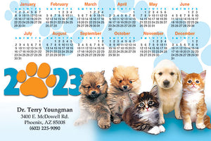 3 Puppies 2 Kittens Postcard Calendar