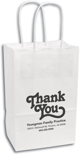 Custom White Handle Shopper 1 Colour Paper Supply Bag