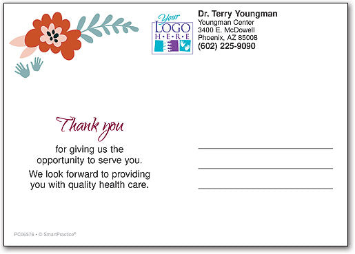 Floral Spine Thank You Postcard