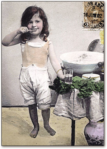 Brushing in Bloomers Postcard