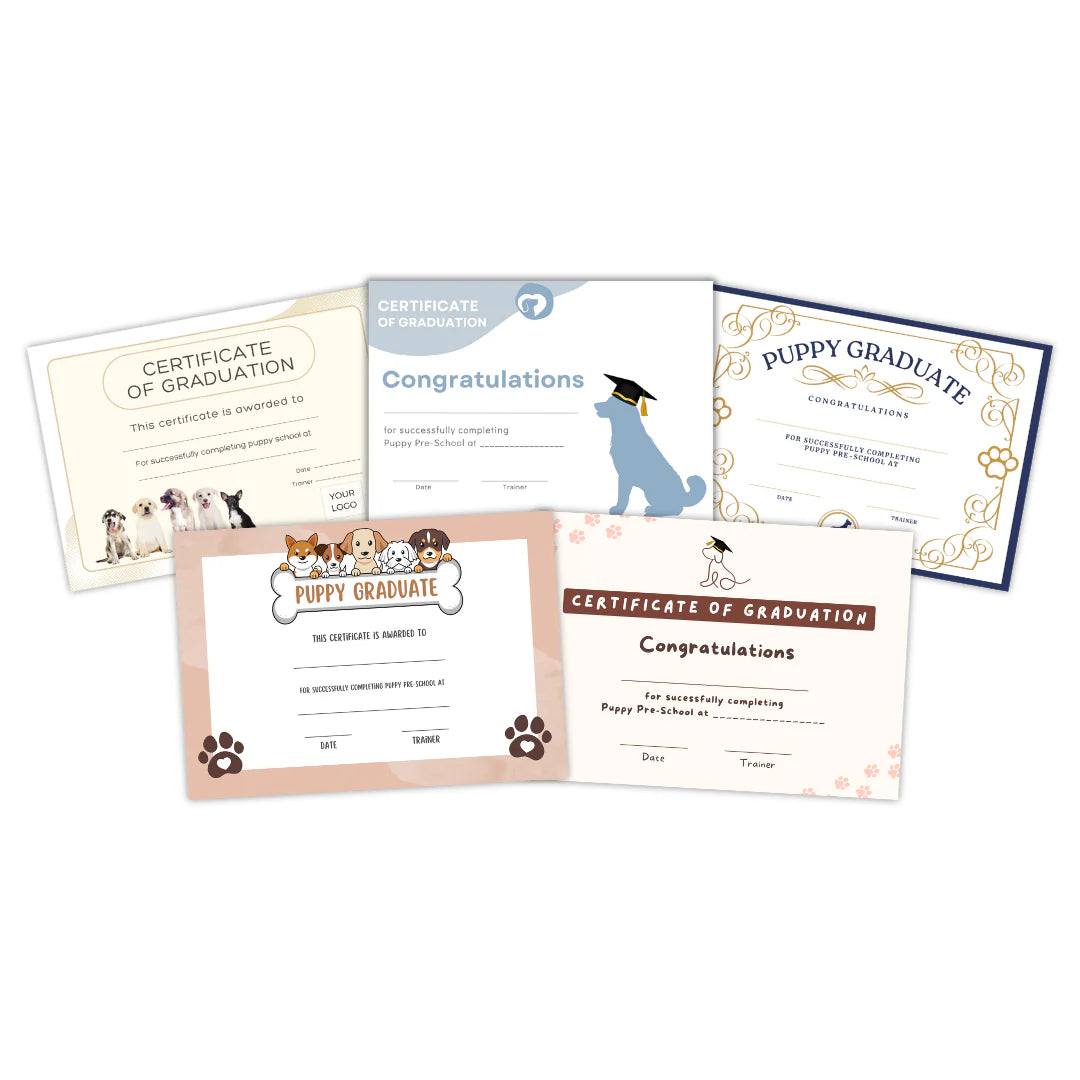 Puppy School Graduation Certificates