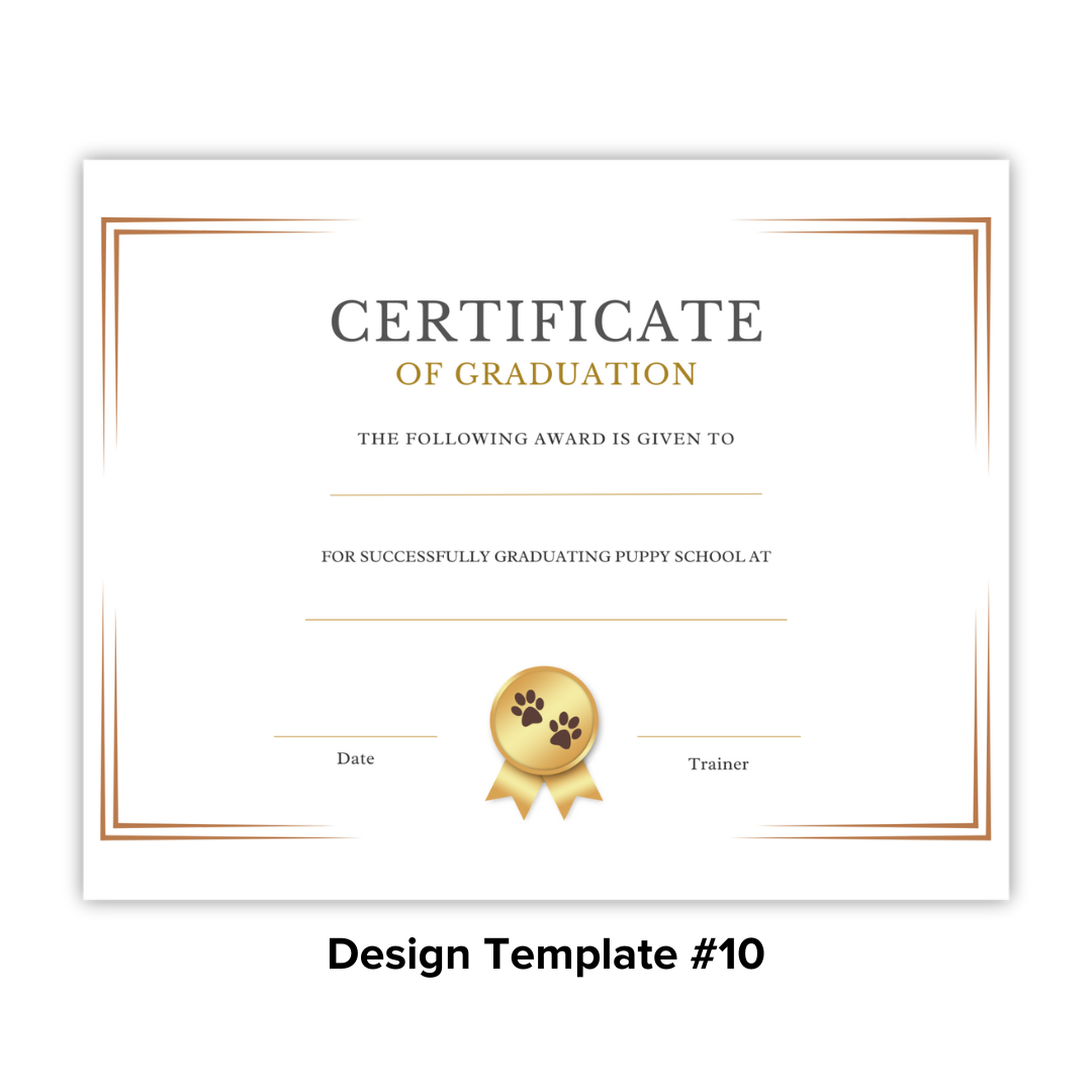 Puppy School Graduation Certificates (100 Pack)