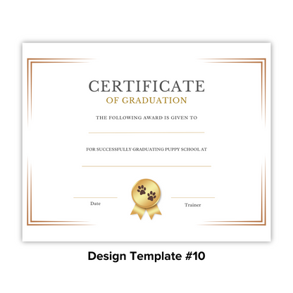 Puppy School Graduation Certificates (100 Pack)