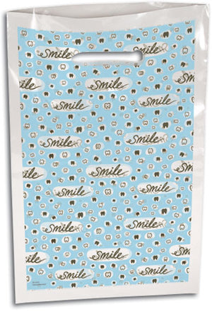 Smile and Tooth Small Scatter Print Plastic Supply Bag (100 Pack)