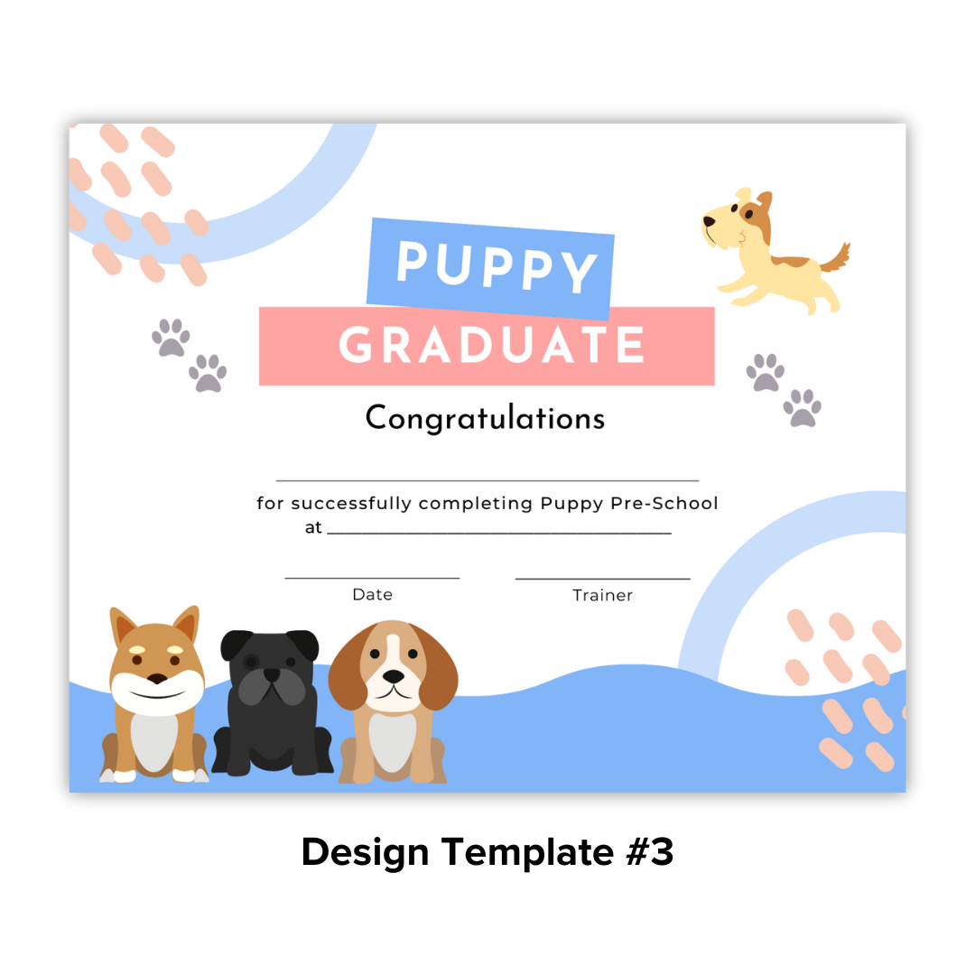 Puppy School Graduation Certificates (100 Pack)
