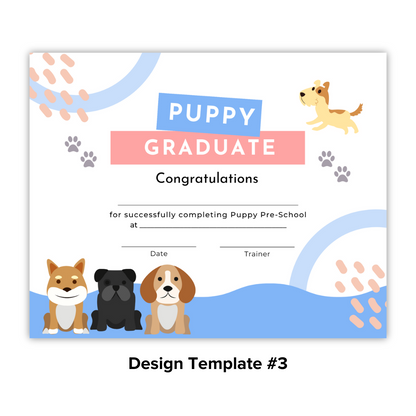 Puppy School Graduation Certificates (100 Pack)