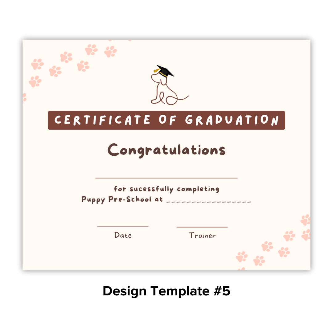 Puppy School Graduation Certificates (100 Pack)