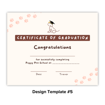 Puppy School Graduation Certificates (100 Pack)