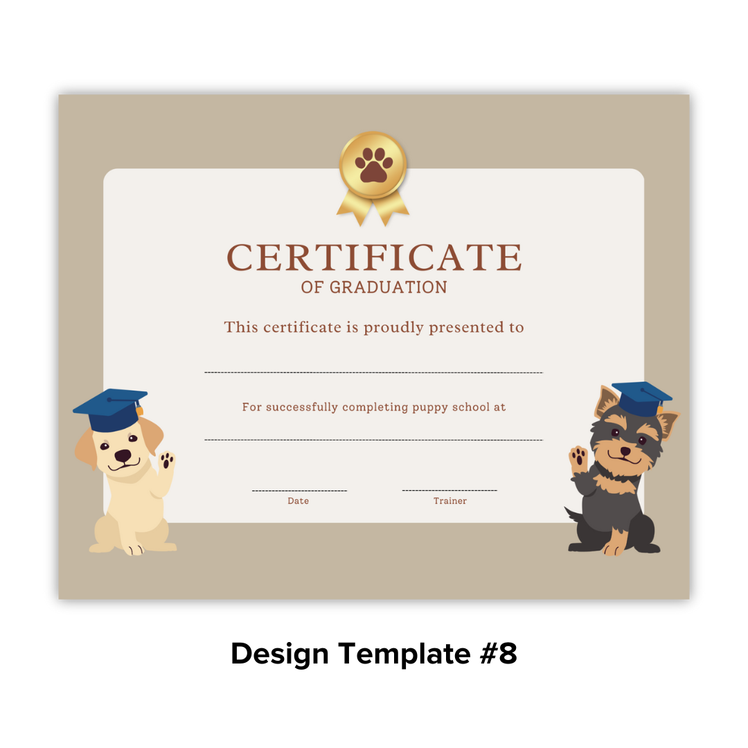 Puppy School Graduation Certificates (100 Pack)