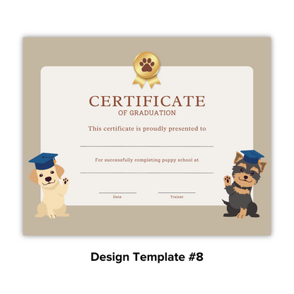 Puppy School Graduation Certificates (100 Pack)