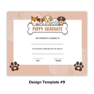 Puppy School Graduation Certificates (100 Pack)