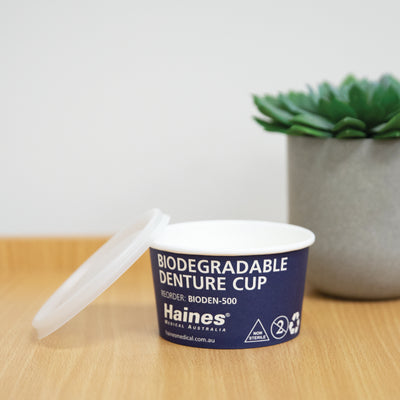 Haines Biodegradable Denture Cup with Lid