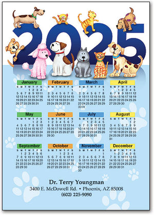 Playful Pets on Year Postcard Calendar