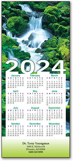 Waterfall Greenery Tri-fold Calendar with Envelope