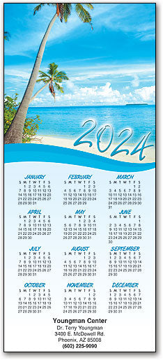 Beach and Palm Trees Tri-fold Calendar with Envelope