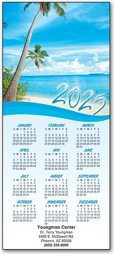 Beach and Palm Trees Tri-fold Calendar with Envelope