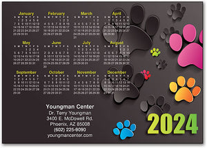 Bright Pawprints Calendar Magnet