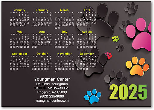 Bright Pawprints Calendar Postcard