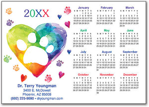 Paw Heart Calendar Magnet