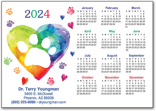 Paw Heart Calendar Magnet