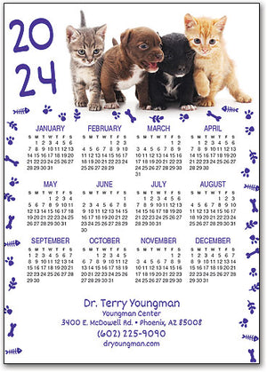 Pups and Kittens Calendar Magnet