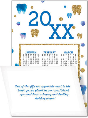 Ornamental Teeth Tri-Fold Calendar Card with Envelope