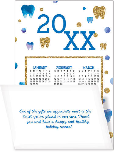 Ornamental Teeth Tri-Fold Calendar Card with Envelope