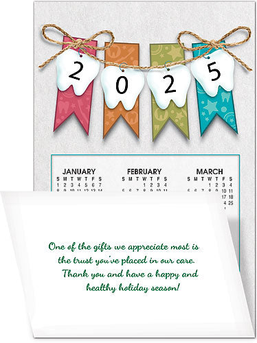 Banner with Bows Tri-Fold Calendar Card with Envelope