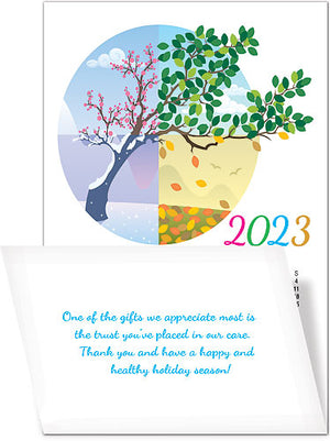 Year In Bloom Tri-Fold Calendar Card with Envelope