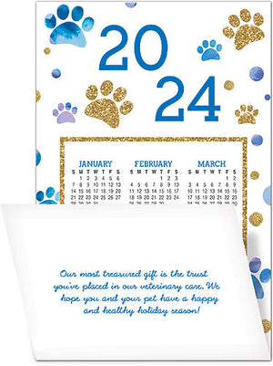 Ornamental Paws Greeting Card with Tri-Fold Calendar