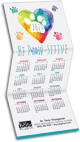 Paw Heart Greeting Card with Tri-Fold Calendar