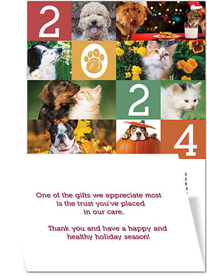 Pets of the Season Greeting Card with Tri-Fold Calendar