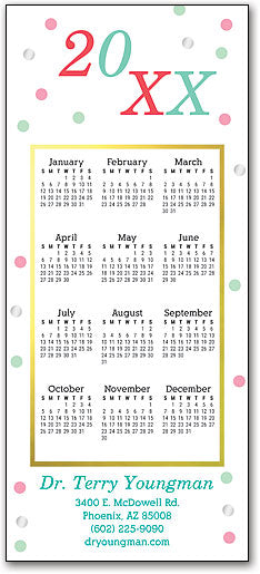 Joyful Confetti Greeting Card Tri-Fold Calendar with Envelope