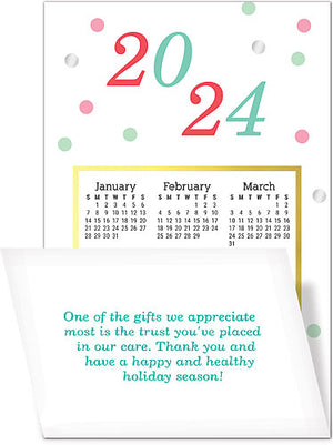 Joyful Confetti Greeting Card Tri-Fold Calendar with Envelope