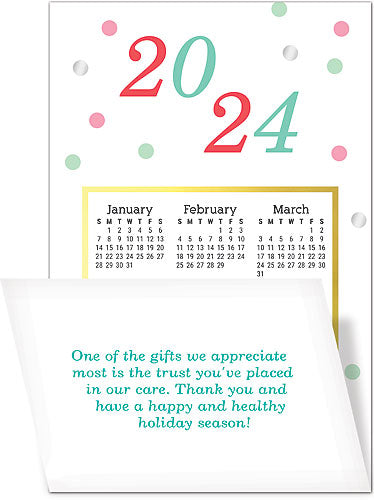 Joyful Confetti Greeting Card Tri-Fold Calendar with Envelope