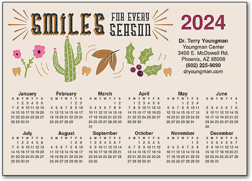 Letterpress Smile Calendar Magnet