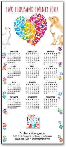 Rainbow Love Greeting Card Tri-Fold Calendar