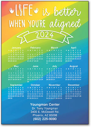 Aligned Rainbow Calendar Magnet