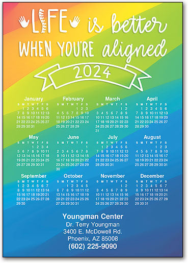 Aligned Rainbow Postcard Calendar