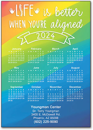 Aligned Rainbow Postcard Calendar