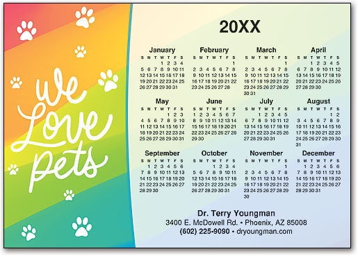 Rainbow Pets Calendar Magnet