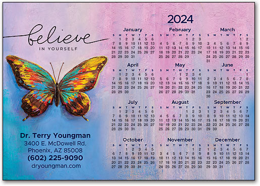 Belief Butterfly Calendar Postcard