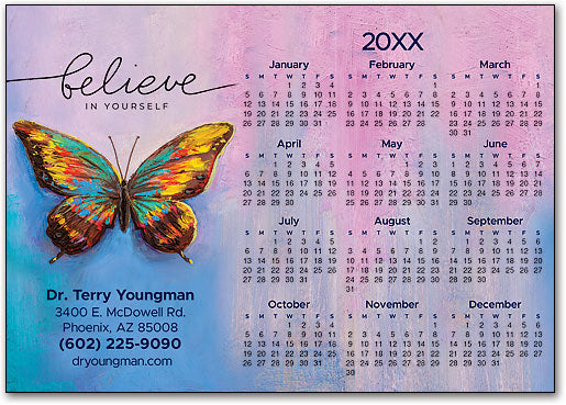 Belief Butterfly Calendar Postcard