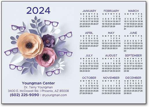 Florals And Glasses Calendar Postcard