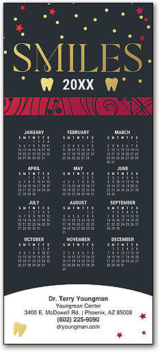 Midnight Elegance Tri-Fold Calendar Greeting Card w/Envelope